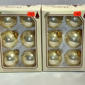 VTG 2 Boxes Of Christmas By Krebs Chablis Gold Christmas Ball Ornaments MADE USA